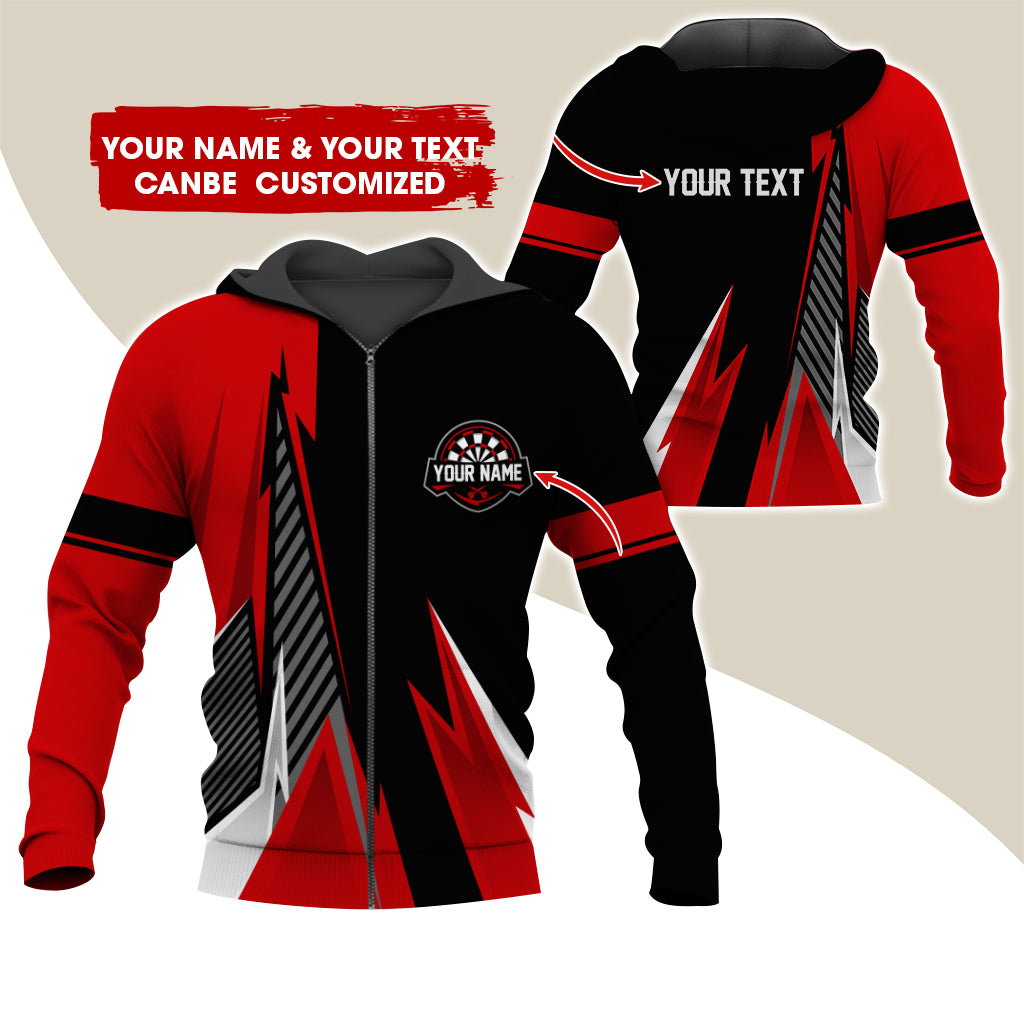 Customized Name & Text Darts Premium Zip Hoodie , Personalized Name Darts Zip Hoodie For Men & Women - Gift For Darts Lovers, Darts Players