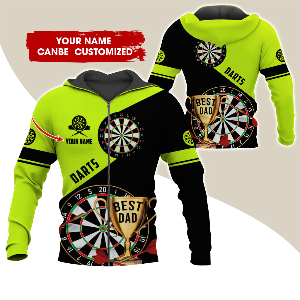 Customized Name Darts Premium Zip Hoodie , Personalized Name Best Dad Darts Zip Hoodie For Men & Women - Gift For Darts Lovers, Darts Players