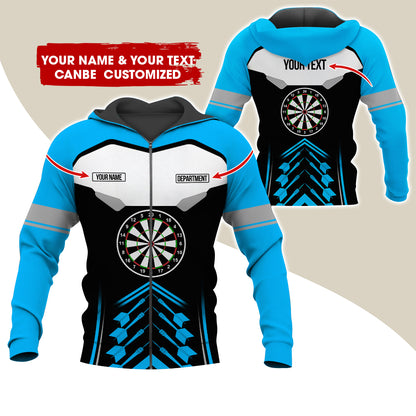 Personalized Name Darts Team Premium Zip Hoodie, Customized Dartboard Zip Hoodie For Men & Women - Gift For Darts Lovers, Darts Players