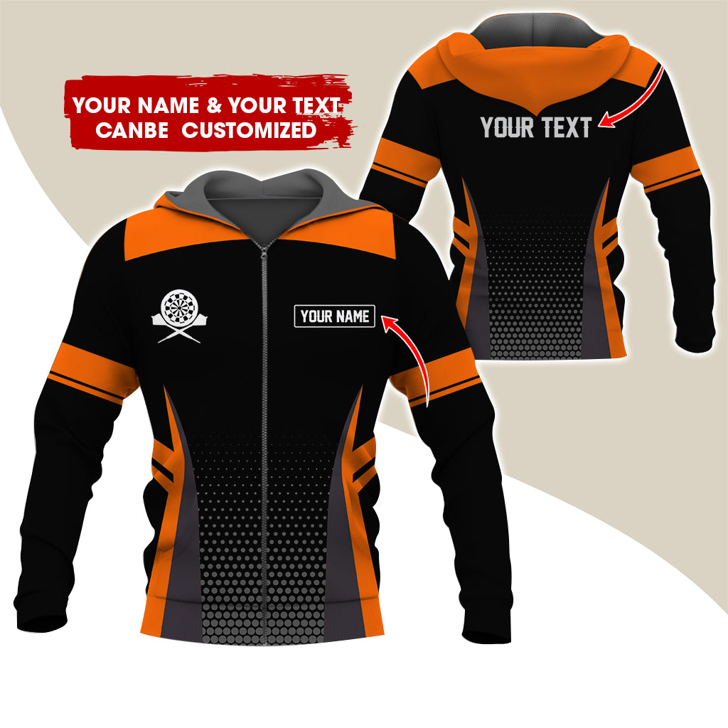 Custom Name & Text Darts Premium Zip Hoodie, Personalized Name Darts Uniforms Zip Hoodie For Men & Women - Gift For Darts Lovers, Darts Players