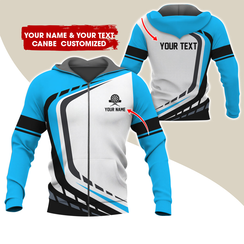 Custom Name Darts Premium Zip Hoodie, Personalized Name & Text  Darts Team Uniforms Zip Hoodie For Men & Women - Gift For Darts Lovers, Darts Players
