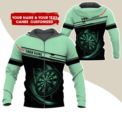 Personalized Name & Text Darts Premium Zip Hoodie, Custom Name Dartboard Zip Hoodie For Men & Women - Gift For Darts Lovers, Darts Players