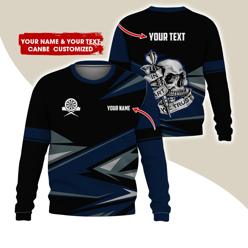 Customized Name & Text Darts Sweatshirt, Personalized Skull Darts Sweatshirt For Men & Women - Gift For Darts Lovers, Darts Players