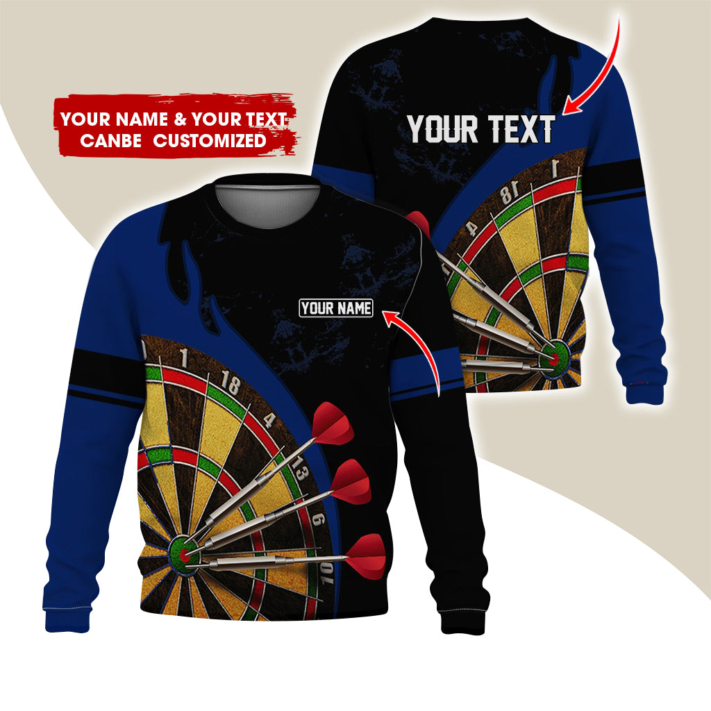 Customized Name & Text Darts Sweatshirt, Personalized Yellow Dartboard Sweatshirt For Men & Women - Gift For Darts Lovers, Darts Players