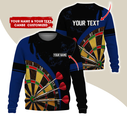 Customized Name & Text Darts Sweatshirt, Personalized Yellow Dartboard Sweatshirt For Men & Women - Gift For Darts Lovers, Darts Players