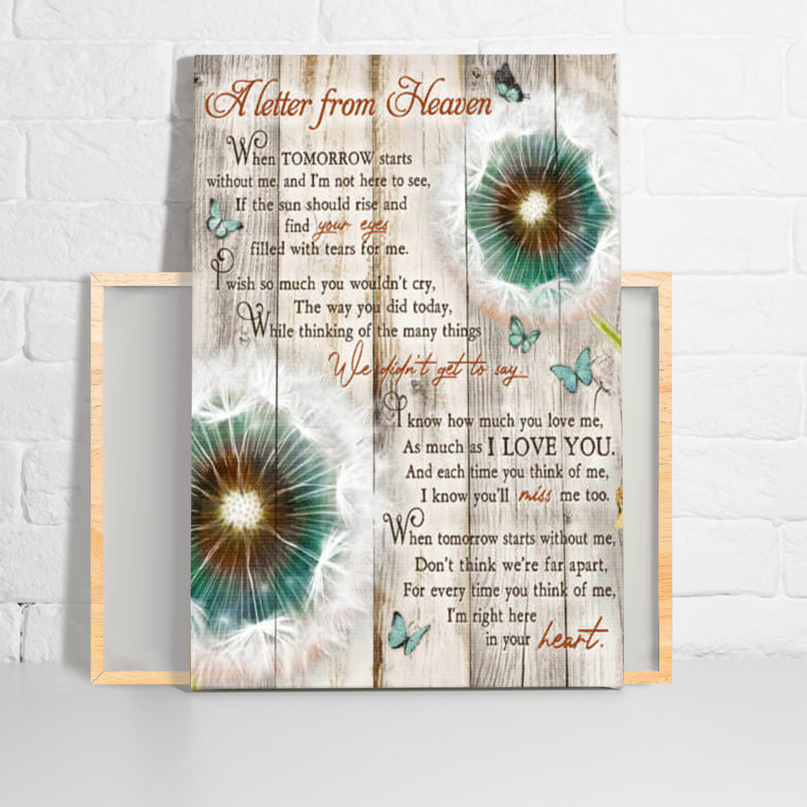 Dandelion and Butterflies Portrait Canvas, A letter from heaven Wall Art Decor Canvas, Perfect Gift For Dandelion Lovers, Friend, Family