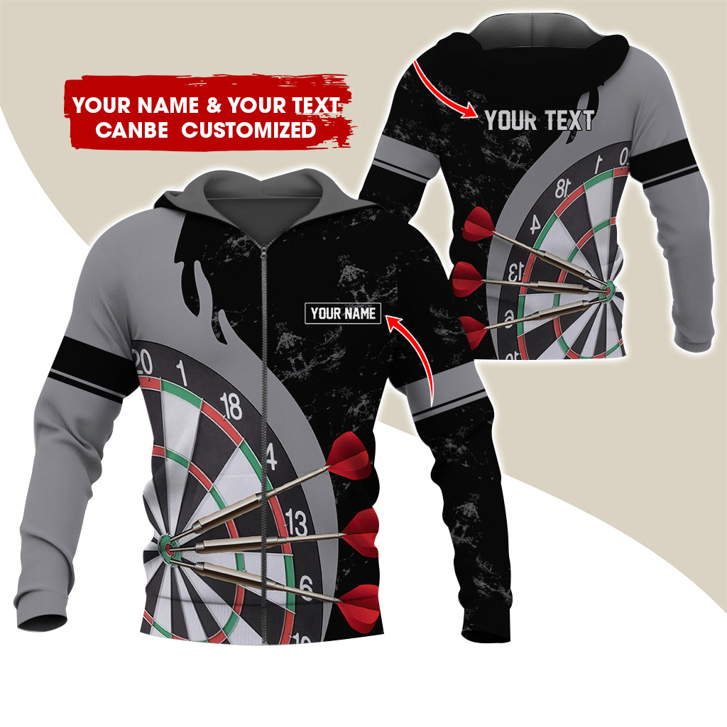 Personalized Name & Text Darts Premium Zip Hoodie, Custom Name Darts Team Zip Hoodie For Men & Women - Gift For Darts Lovers, Darts Players
