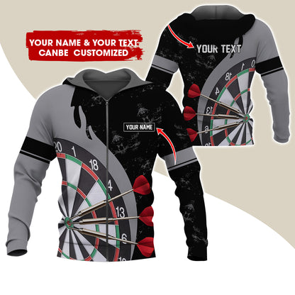 Personalized Name & Text Darts Premium Zip Hoodie, Custom Name Darts Team Zip Hoodie For Men & Women - Gift For Darts Lovers, Darts Players