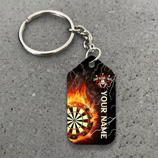 Thunder Flame Bullseye Dartboard Personalized Name Dragon And Darts Acrylic Keychain - Christmas Gift For Darts Lovers, Darts Team Players