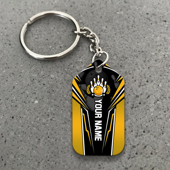Custom Name Yellow Bowling You Don't Have To Be Crazy Acrylic Keychain - Christmas Gift For Bowling Lovers, Bowling Team Players