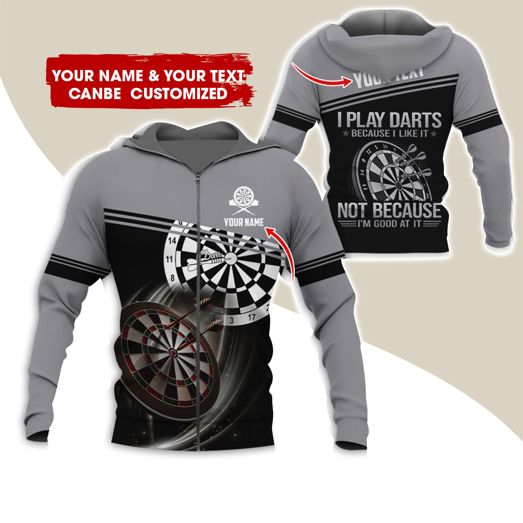 Customized Name Darts Premium Zip Hoodie, Personalized I Play Darts Zip Hoodie For Men & Women - Gift For Darts Lovers, Darts Players