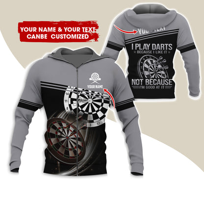 Customized Name Darts Premium Zip Hoodie, Personalized I Play Darts Zip Hoodie For Men & Women - Gift For Darts Lovers, Darts Players