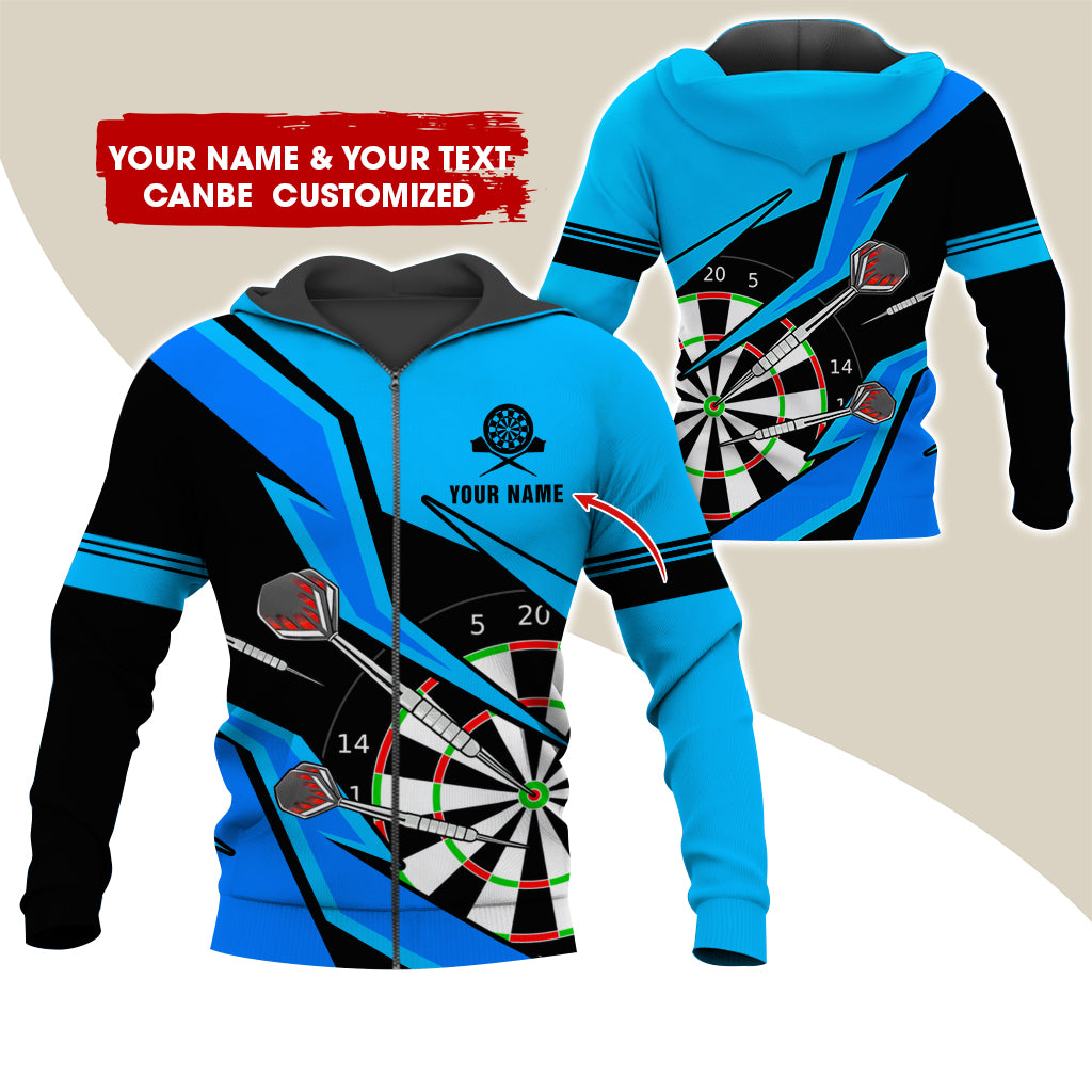 Customized Darts Premium Zip Hoodie, Personalized Name & Text Darts Team Zip Hoodie For Men & Women - Gift For Darts Lovers, Darts Players