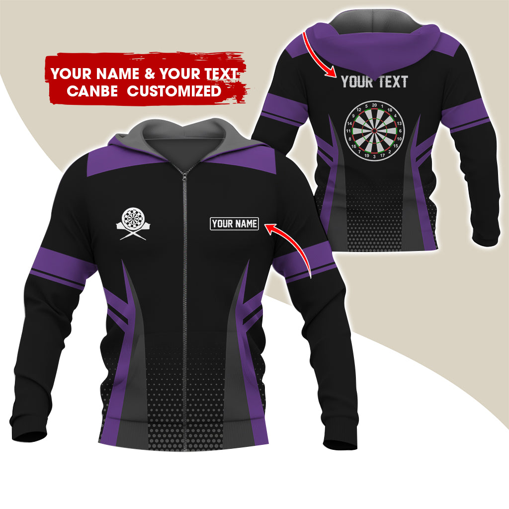 Customized Name & Text Darts Premium Zip Hoodie, Personalized  Dartboard Zip Hoodie For Men & Women - Gift For Darts Lovers, Darts Players
