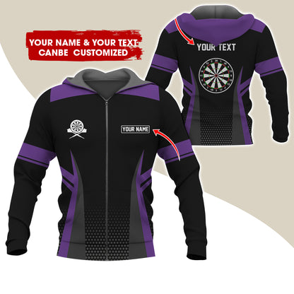 Customized Name & Text Darts Premium Zip Hoodie, Personalized  Dartboard Zip Hoodie For Men & Women - Gift For Darts Lovers, Darts Players