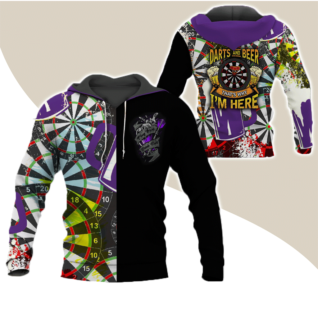 Darts Premium Hoodie, Darts And Beer That's Why I'm Here Darts Hoodie For Men & Women - Gift For Darts Lovers, Friend, Family