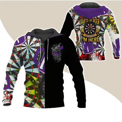 Darts Premium Hoodie, Darts And Beer That's Why I'm Here Darts Hoodie For Men & Women - Gift For Darts Lovers, Friend, Family