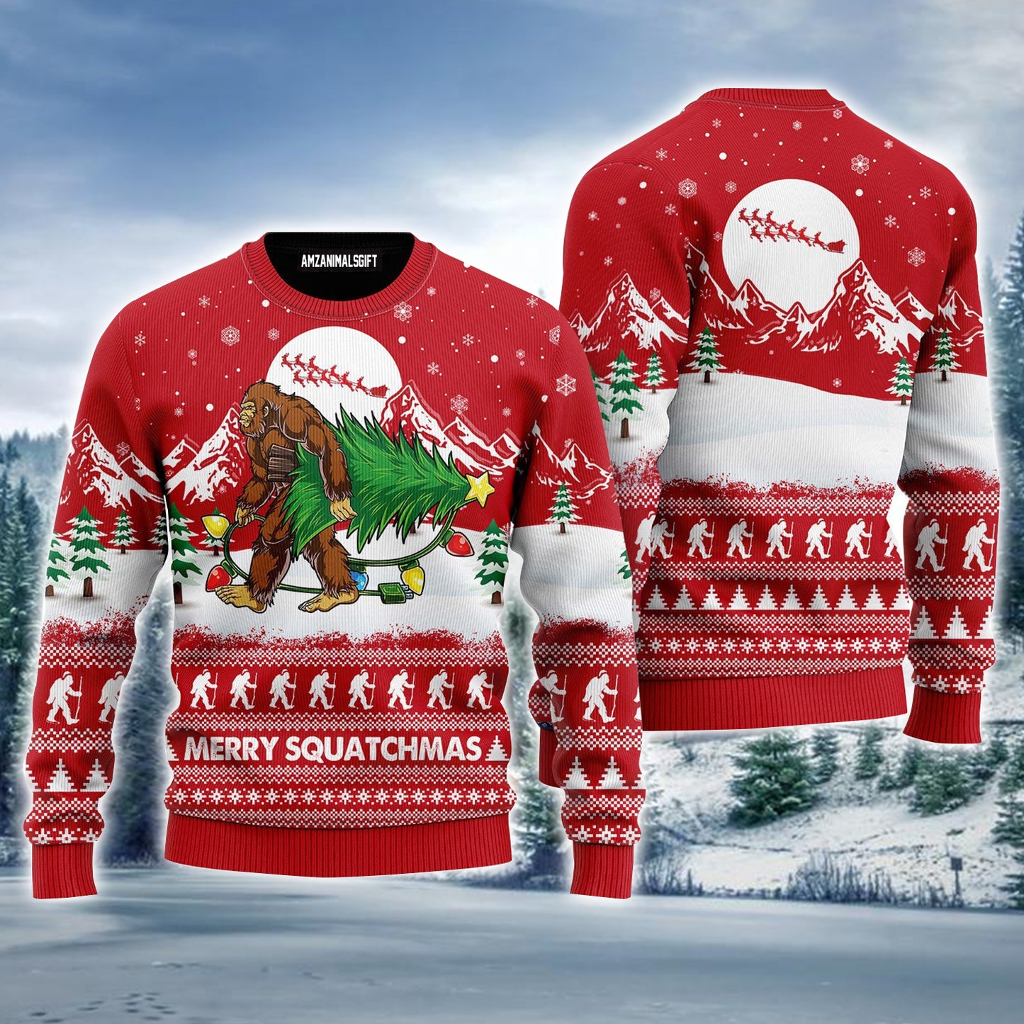 Bigfoot Merry Squatchmas Ugly Sweater, Christmas Ugly Sweater, Santa Claus Ugly Sweater For Men & Women - Perfect Gift For Christmas, Family, Friends