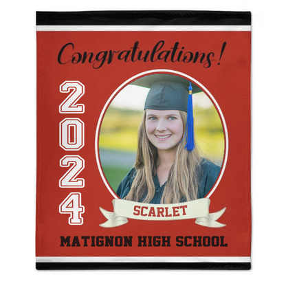 Personalized Graduation Blanket 2024 Graduate, Custom Photo, Name And School, Perfect Gifts for Graduation