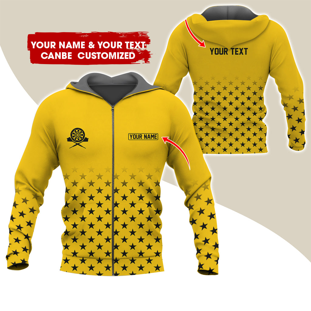 Customized Name & Text Darts Premium Zip Hoodie, Custom Name Darts Zip Hoodie For Men & Women - Gift For Darts Lovers, Darts Players