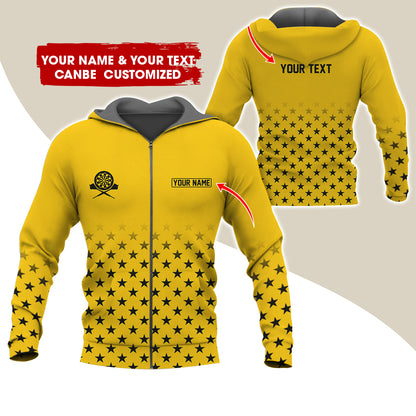 Customized Name & Text Darts Premium Zip Hoodie, Custom Name Darts Zip Hoodie For Men & Women - Gift For Darts Lovers, Darts Players