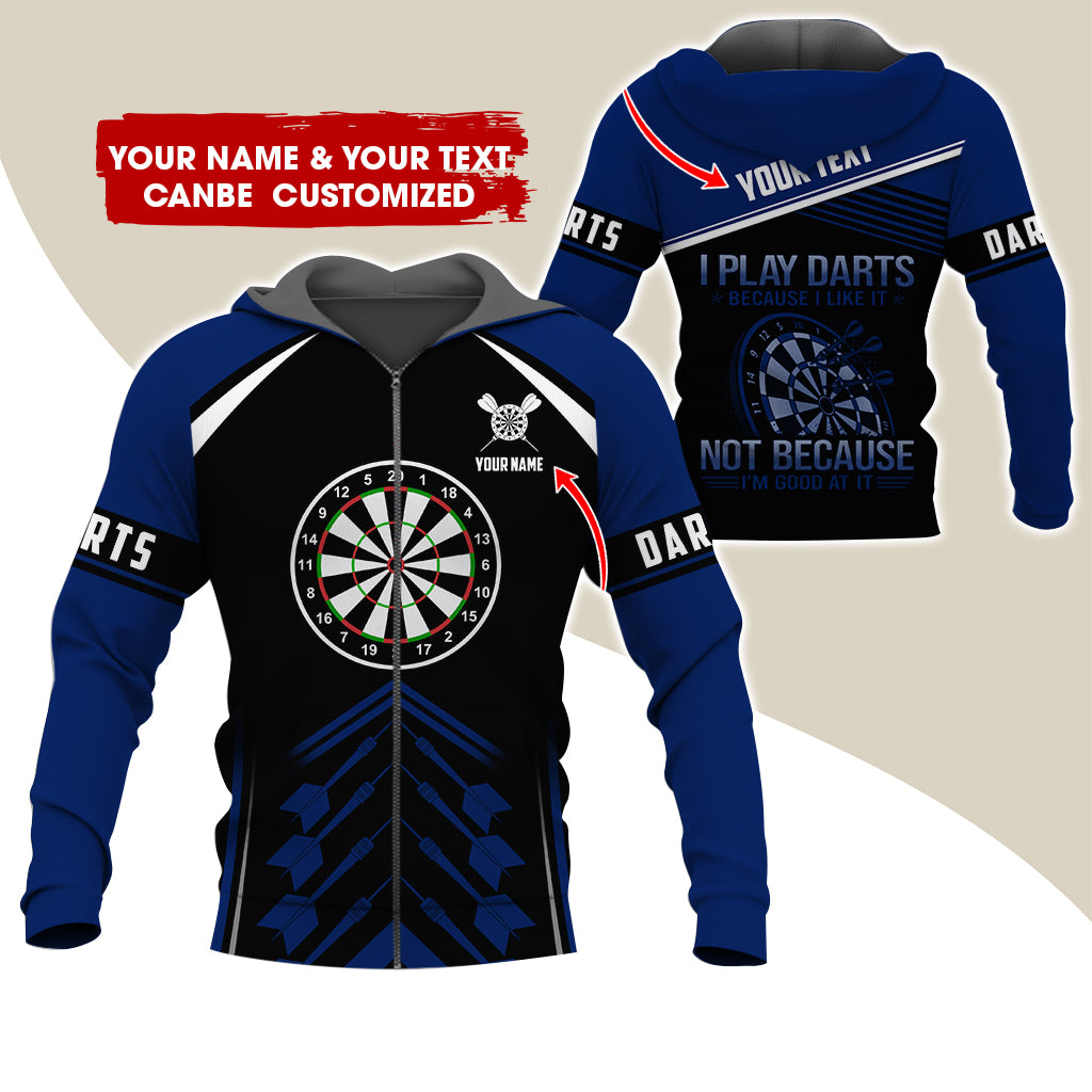 Customized Name Darts Premium Zip Hoodie, Personalized I Play Darts Zip Hoodie For Men & Women - Gift For Darts Lovers, Darts Players