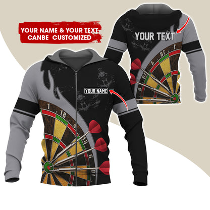 Customized Name & Text Darts Premium Zip Hoodie, Personalized Darts Is My Life Zip Hoodie For Men & Women - Gift For Darts Lovers, Darts Players