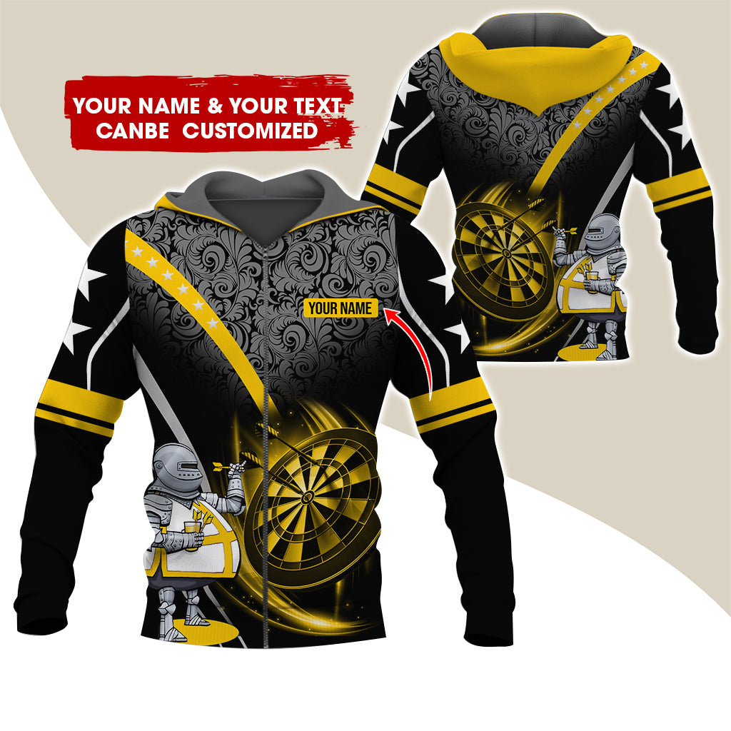 Custom Name & Text Darts Premium Zip Hoodie, Personalized Throwing Dad Darts Zip Hoodie For Men & Women - Gift For Darts Lovers, Darts Players