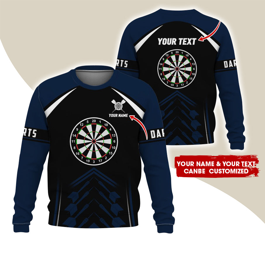 Customized Name & Text Darts Sweatshirt, Personalized Dartboard Uniform Sweatshirt For Men & Women - Gift For Darts Lovers, Darts Players