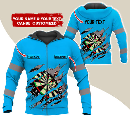 Customized Name & Text Darts Premium Zip Hoodie, Personalized Name & Text Dartboard Zip Hoodie For Men & Women - Gift For Darts Lovers, Darts Players