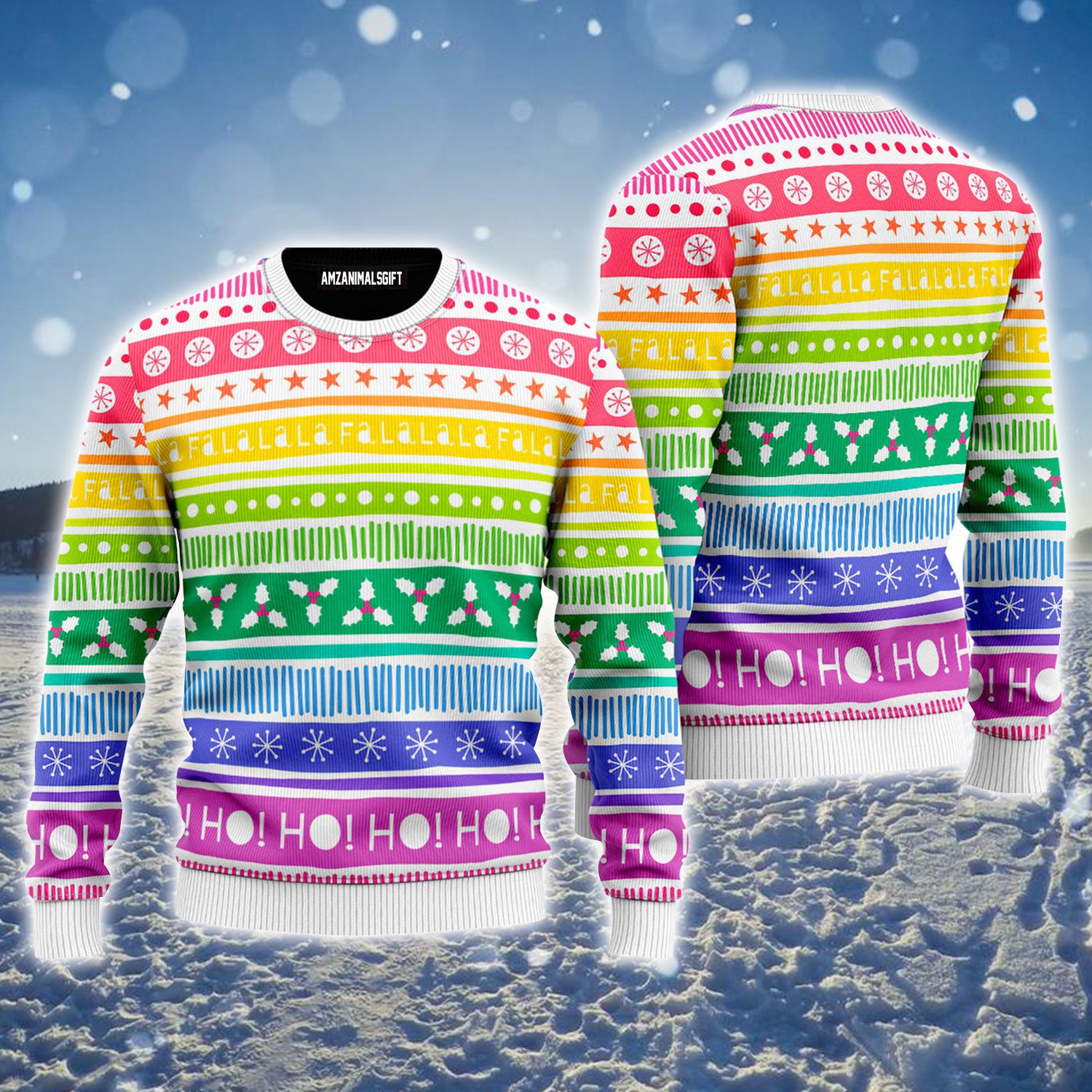 LGBT Ugly Christmas Sweater, Rainbow Cozy Holiday Pattern Ugly Sweater For Men & Women - Perfect Gift For Christmas, LGBT