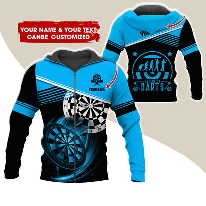 Personalized Name & Text Darts Premium Zip Hoodie, Customized Evolution Darts Player Zip Hoodie For Men & Women - Gift For Darts Lovers, Darts Players