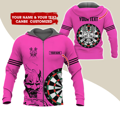 Customized Name & Text Dragon Darts  Premium Zip Hoodie, Custom Name & Text Darts Zip Hoodie For Men & Women - Gift For Darts Lovers, Darts Players
