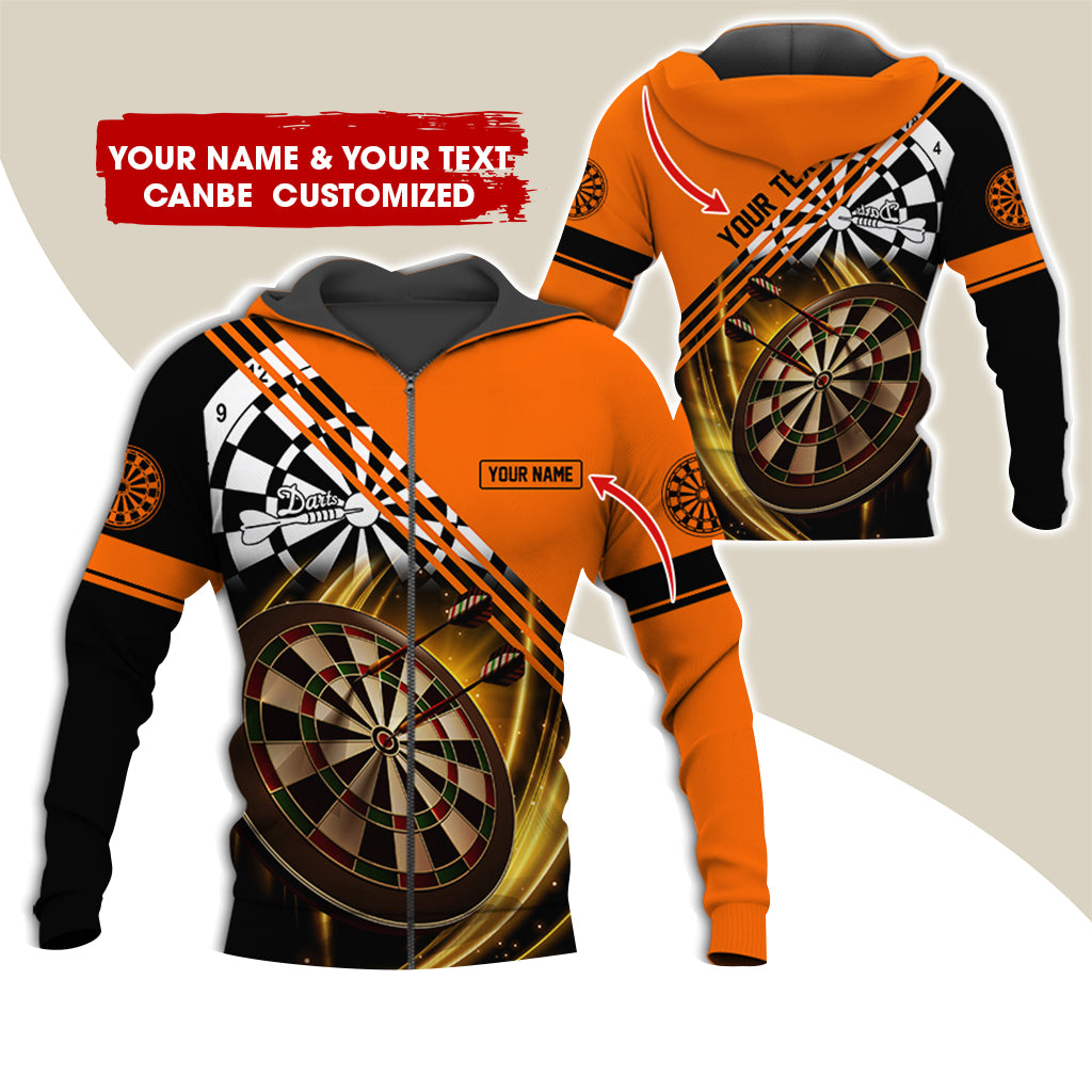 Customized Name & Text Darts Premium Zip Hoodie, Personalized Team Play Darts Zip Hoodie For Men & Women - Gift For Darts Lovers, Darts Players