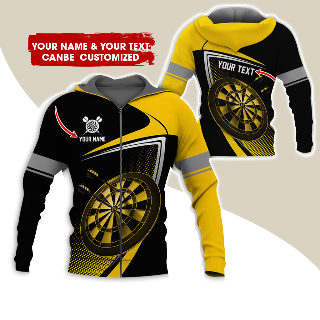 Custom Name & Text Darts Premium Zip Hoodie , Customized Darts Team Uniforms Zip Hoodie For Men & Women - Gift For Darts Lovers, Darts Players