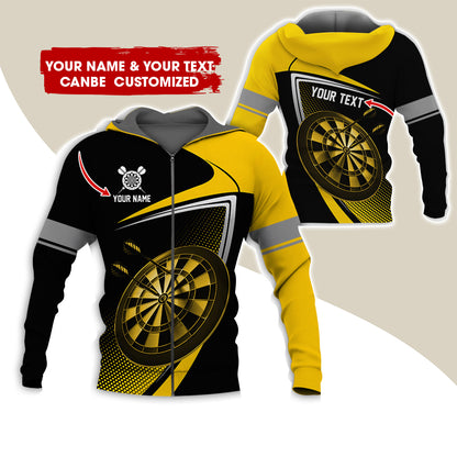 Custom Name & Text Darts Premium Zip Hoodie , Customized Darts Team Uniforms Zip Hoodie For Men & Women - Gift For Darts Lovers, Darts Players