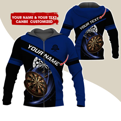 Personalized Name Darts Premium Zip Hoodie , Custom Name Dartboard Zip Hoodie For Men & Women - Gift For Darts Lovers, Darts Players