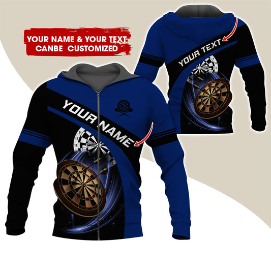 Personalized Name Darts Premium Zip Hoodie , Custom Name Dartboard Zip Hoodie For Men & Women - Gift For Darts Lovers, Darts Players