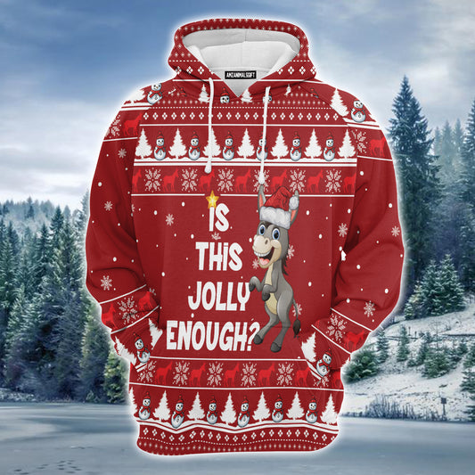 Donkey Is This Jolly Enough Premium Christmas Hoodie, Snowman Pattern Unisex Hoodie For Men & Women - Perfect Gift For Christmas, Friends, Family