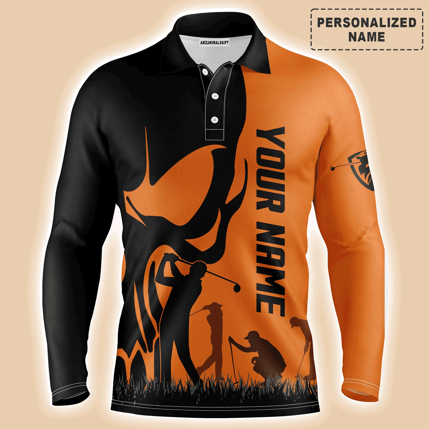 Custom Golf Long Sleeve Men Polo Shirt jerseys- Custom Name Skull Multicolor Apparel Men Polo Shirt - Perfect Polo Shirt For Men, Golfers