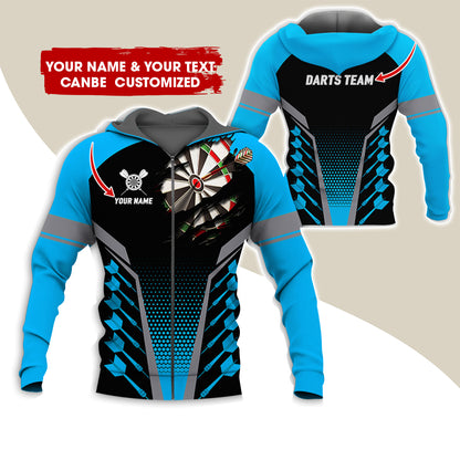 Custom Name & Team Darts Premium Zip Hoodie, Customized Darts Team Zip Hoodie For Men & Women - Gift For Darts Lovers, Darts Players