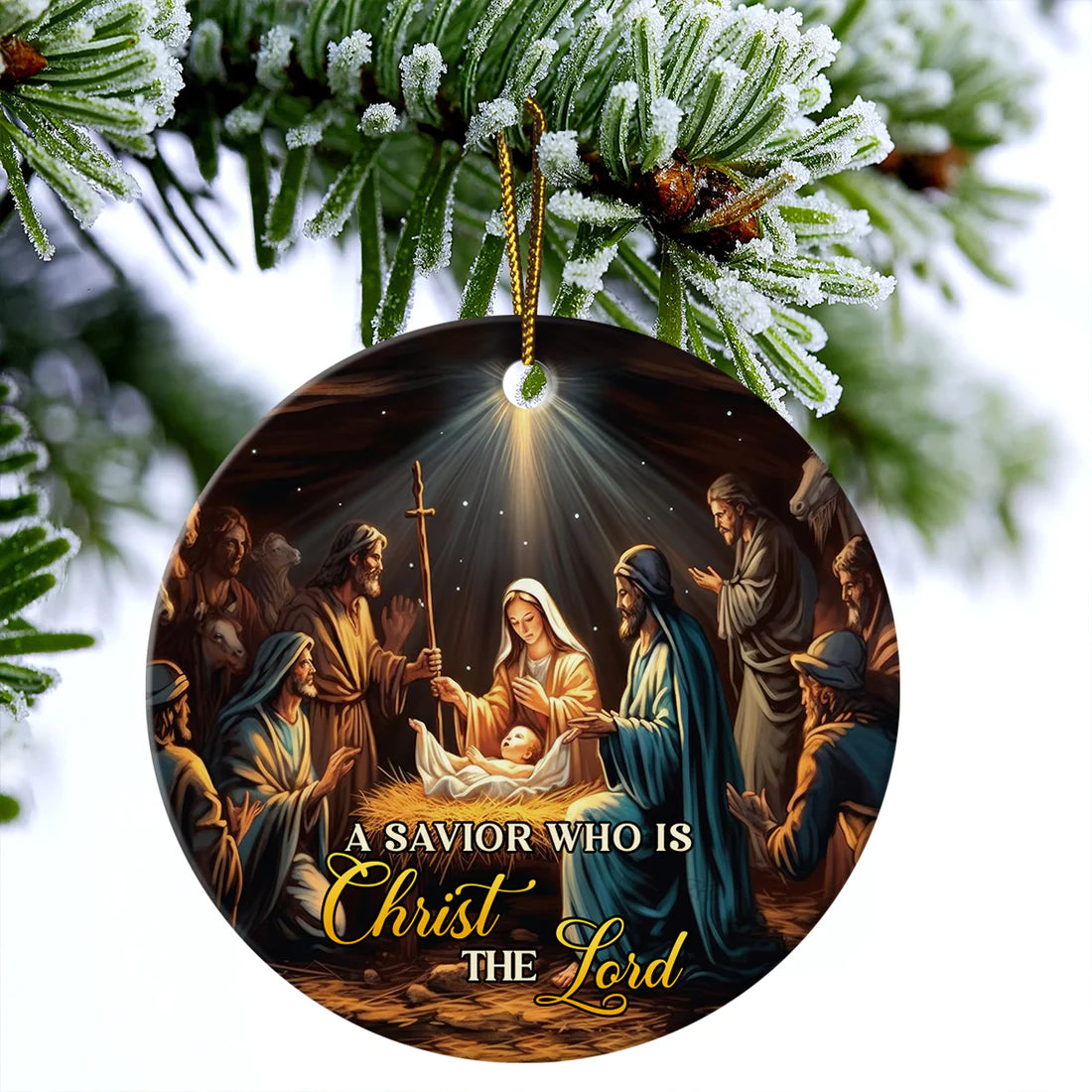 A Savior Who Is Christ The Lord Circle Ceramic Ornament - Gift For Gift For Book Lovers, Librarians, Christmas Gifts, Home Decoration