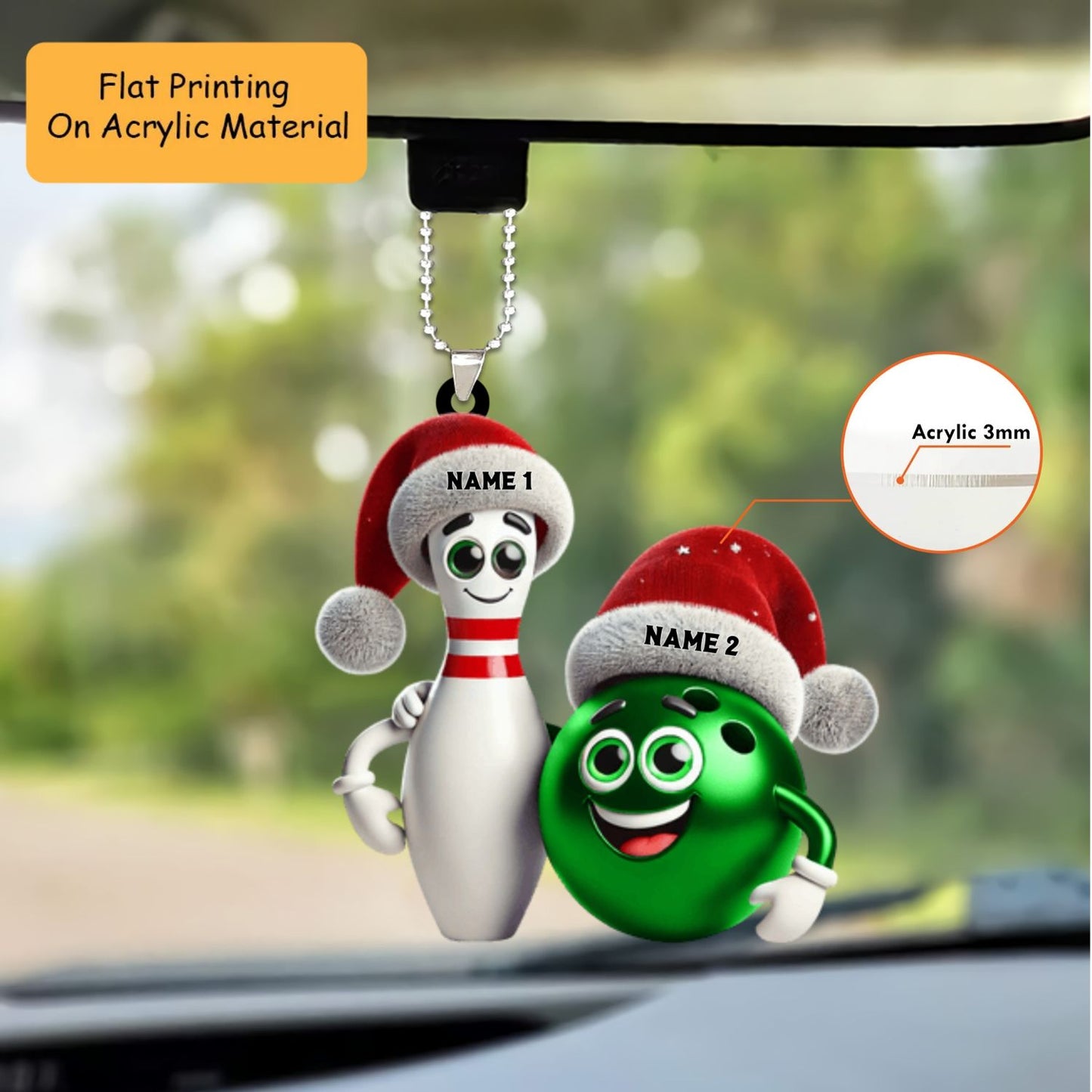 Personalized Bowling Christmas Gift Decoration, Bowling Keychain, Car Ornament, Christmas Ornament Gifts