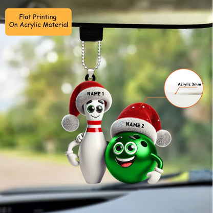 Personalized Bowling Christmas Gift Decoration, Bowling Keychain, Car Ornament, Christmas Ornament Gifts