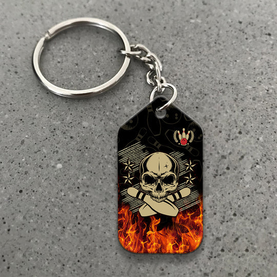 Skull Bowling In Fire Acrylic Keychain For Bowling Players - Christmas Gift For Bowling Lovers, Bowling Team, Family, Friends