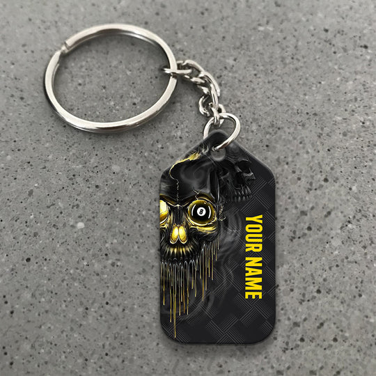 Personalized Name Skull Pool Shut Up And Shoot Billiard Acrylic Keychain - Christmas Gift For Billiard Lovers, Billiard Team Players