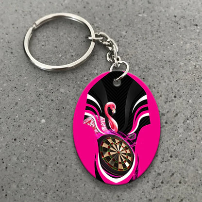 Flamingo Darts Player Acrylic Keychain For Darts Players - Christmas Gift For Darts Lovers, Darts Team, Family, Friends