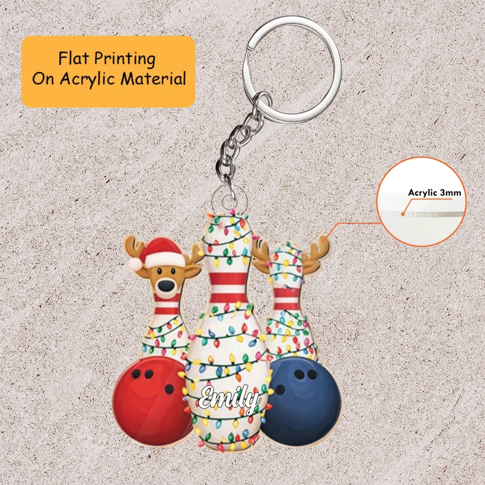 Personalized Bowling Ball Christmas Ornament, Bowling Christmas Keychain, Car Ornament, Christmas Ornament Gifts