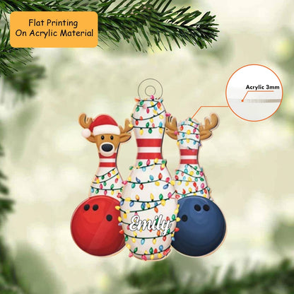 Personalized Bowling Ball Christmas Ornament, Bowling Christmas Keychain, Car Ornament, Christmas Ornament Gifts