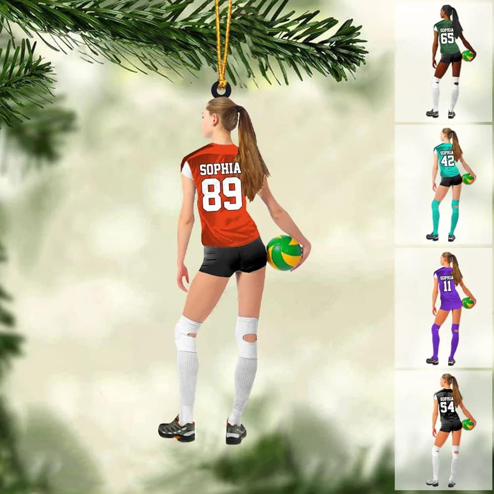 Personalized Girl Volleyball Players Holding Ball Acrylic Ornament - Gift For Volleyball Players, Woman, Female